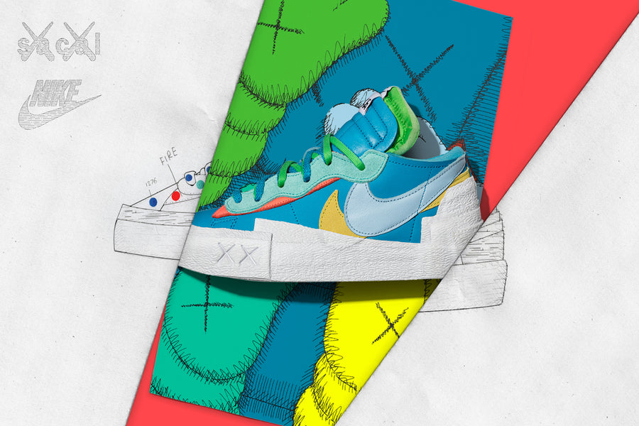 RAFFLE: KAWS x SACAI NIKE BLAZER LOW "NEPTUNE BLUE"