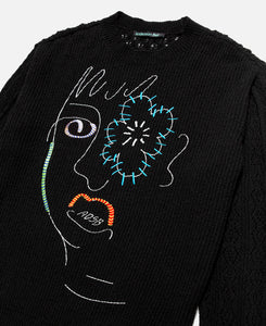 Unisex Flower Man Crew Neck Sweater (Black)