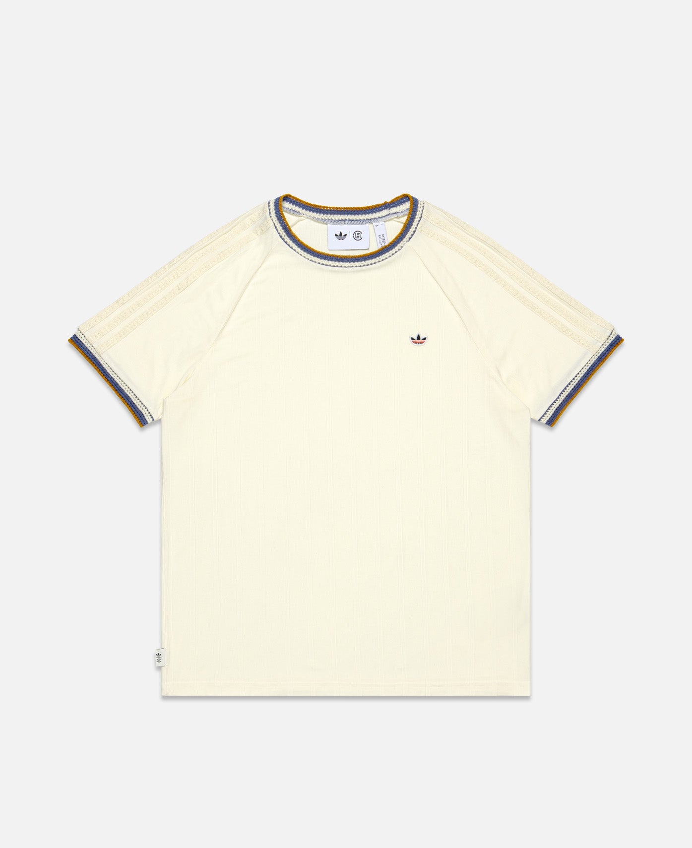 Knit Collar 3-Stripes T-Shirt (Cream)