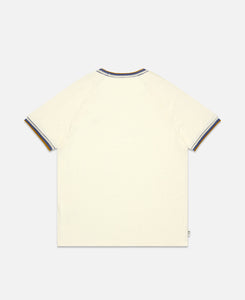 Knit Collar 3-Stripes T-Shirt (Cream)