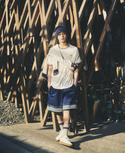 Knit Collar 3-Stripes T-Shirt (Cream)