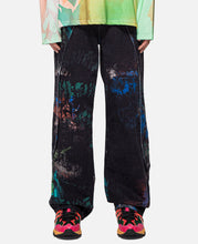 Black Scratch Curved Wide Jeans (L) (Black)