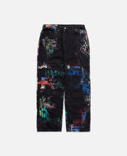 Black Scratch Curved Wide Jeans (L) (Black)