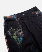 Black Scratch Curved Wide Jeans (L) (Black)