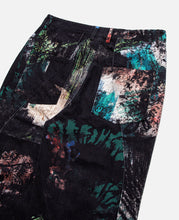 Black Scratch Curved Wide Jeans (L) (Black)