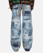 BRNO Patchwork Printed Wide Jeans (Blue)