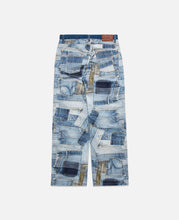 BRNO Patchwork Printed Wide Jeans (Blue)