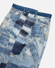 BRNO Patchwork Printed Wide Jeans (Blue)