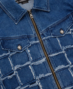 Unisex New Patchwork Denim Jacket (Blue)