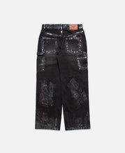 Wax Coated Carpenter Wide-Leg Jeans (Black)