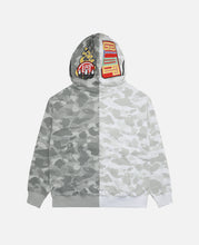 Camo Split Shark Relaxed Fit Full Zip Hoodie (Grey)