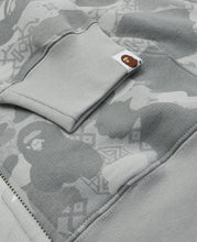 Camo Split Shark Relaxed Fit Full Zip Hoodie (Grey)