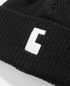 'C' Cotton Knit Cap 001 (Black)