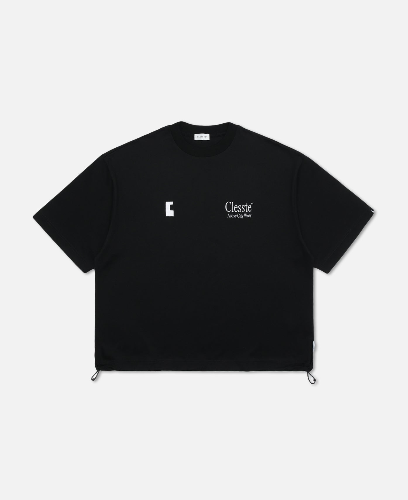 Enbroidery T-Shirt With Drawstrings 002 (Black)