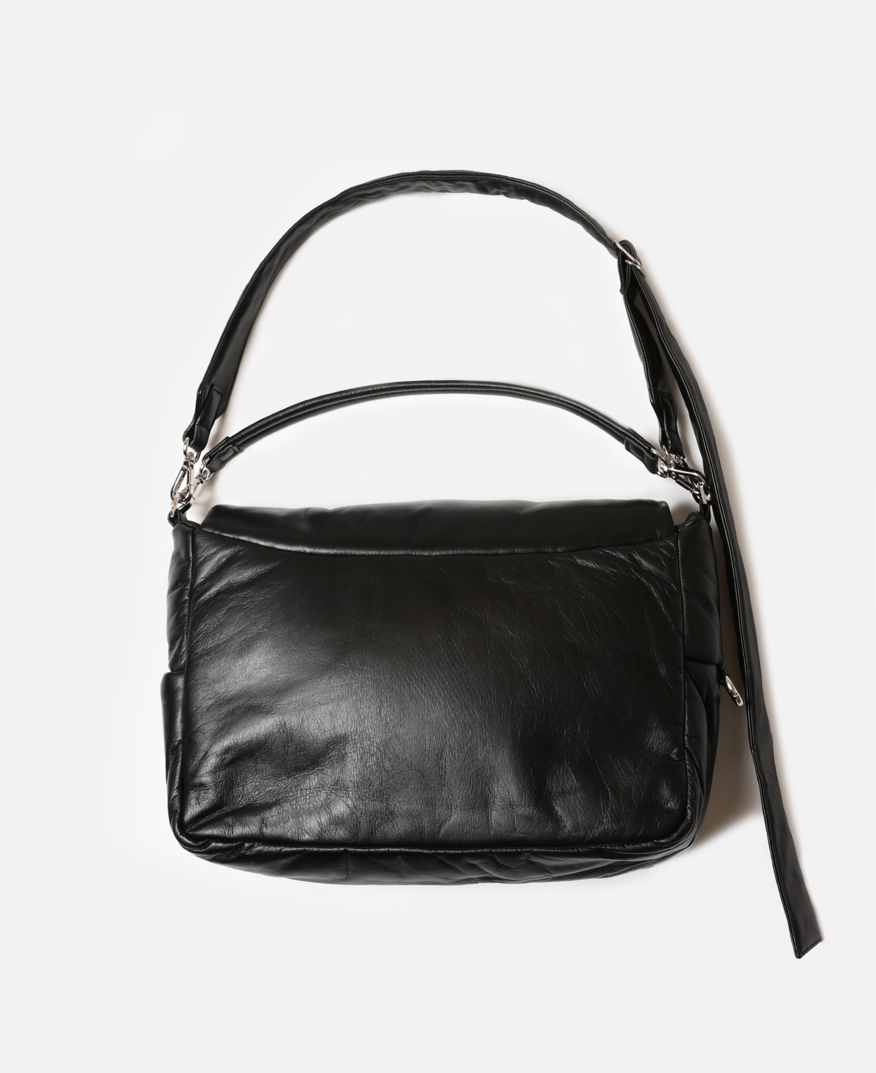 Leather Padded Flap Holiday Bag (Black)