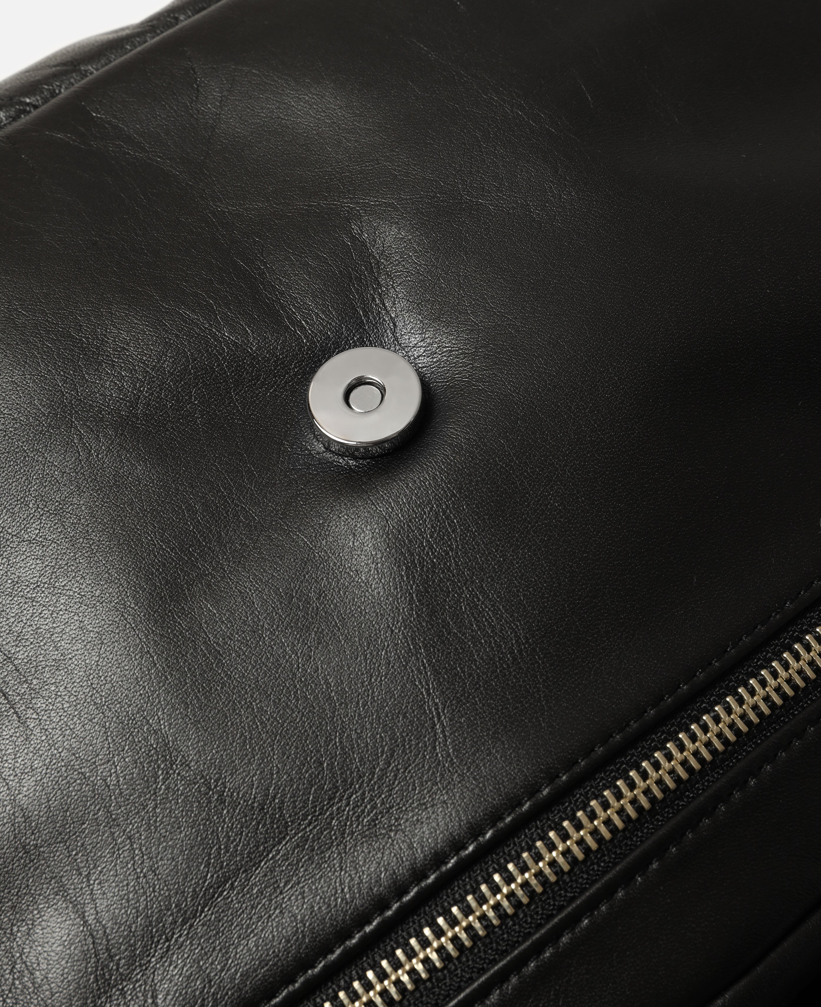 Leather Padded Flap Holiday Bag (Black)