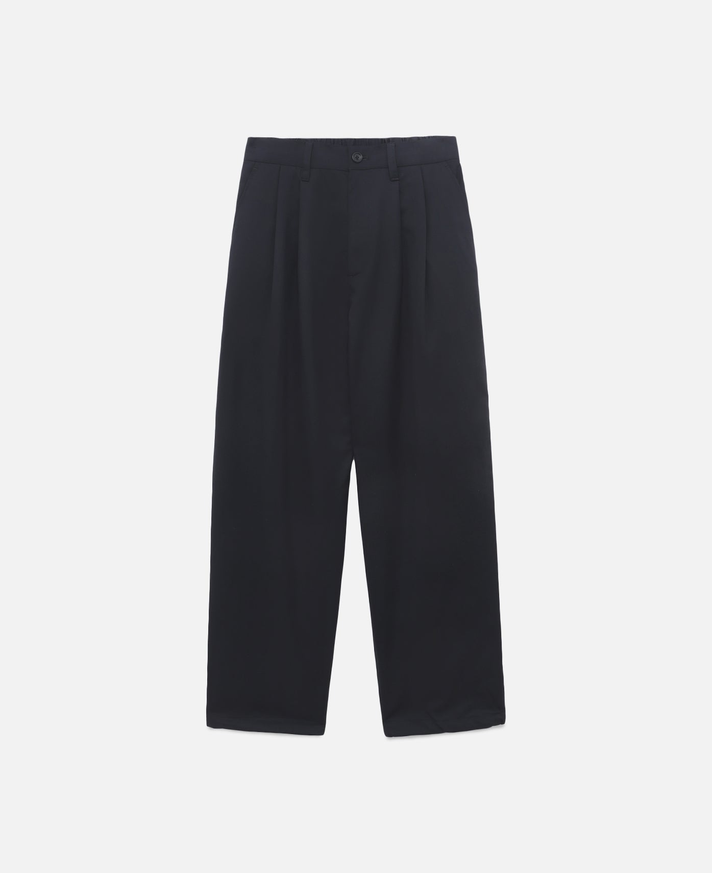 Wool Gabardine City Uniform Wide Tapered Pants (Black)