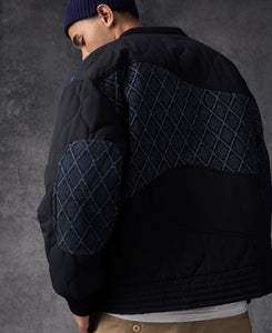 Quilted Patchwork Jacket (Navy)