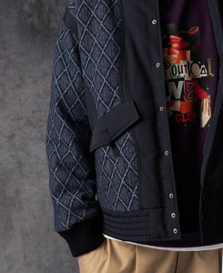 Quilted Patchwork Jacket (Navy)