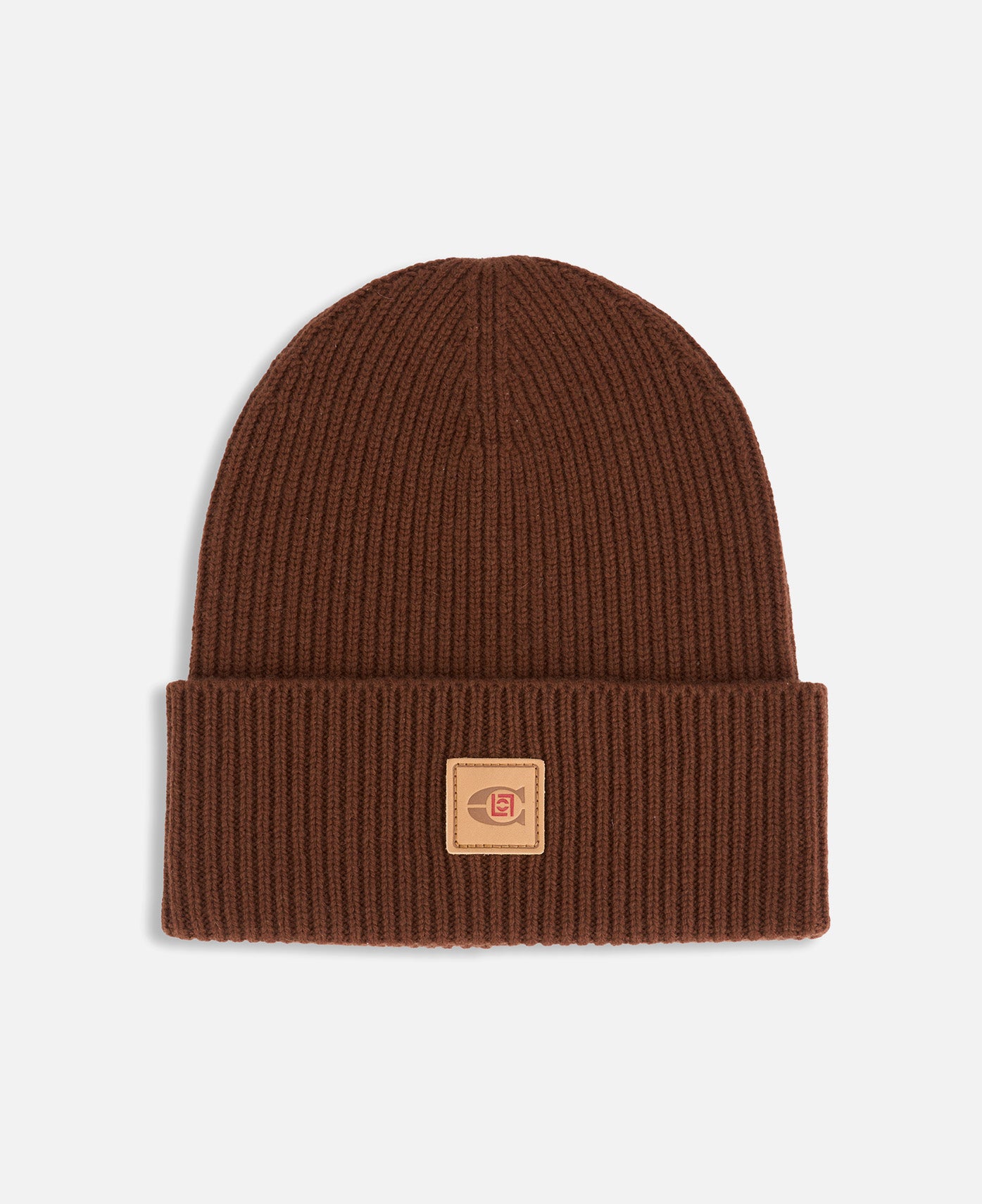 Coach Clot Patch Knit Beanie (Brown)