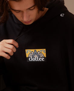 Boxy Print Hoodie (Black)