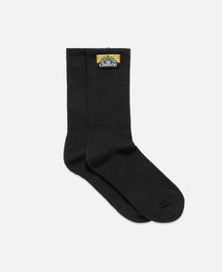 Jacquard Label Socks (Black & White)