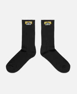 Jacquard Label Socks (Black & White)