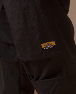 Nylon Belted Parachute Pants (Black)