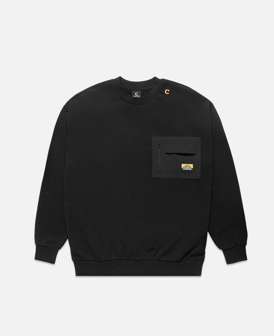 Nylon Patch Pocket Sweatshirt (Black)