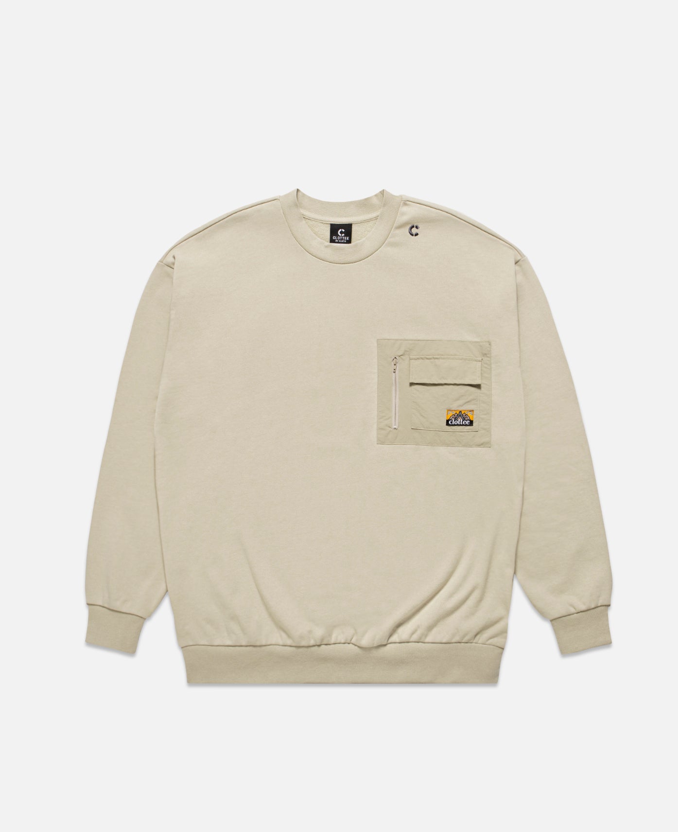 Nylon Patch Pocket Sweatshirt (Khaki)