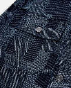 Worker Jacket With Corduroy Collar (Blue)