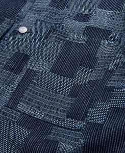 Worker Jacket With Corduroy Collar (Blue)