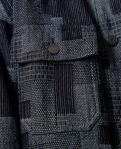 Worker Jacket With Corduroy Collar (Blue)