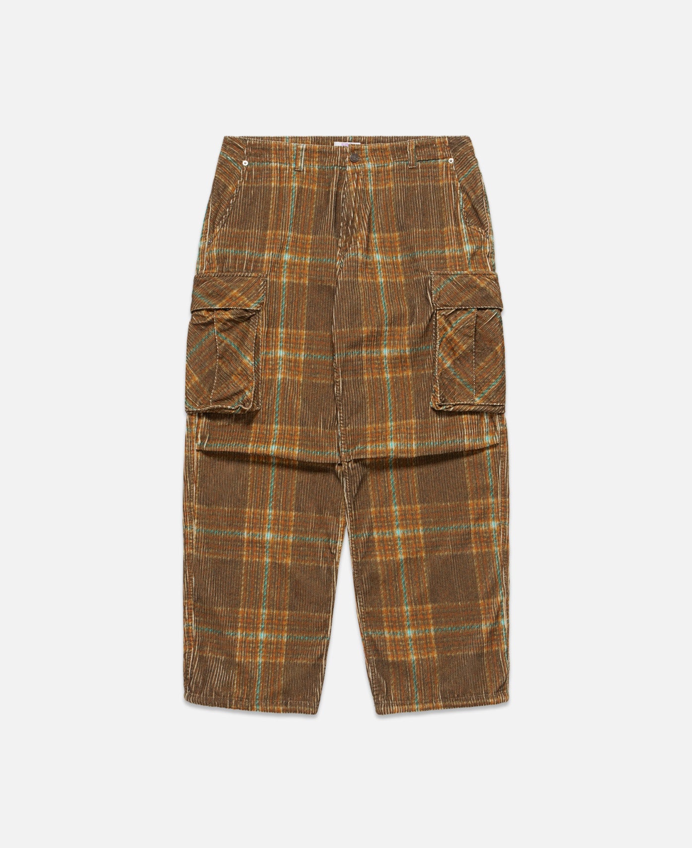Unisex Corduroy Printed Cargo Pants (Brown)
