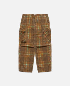 Unisex Corduroy Printed Cargo Pants (Brown)