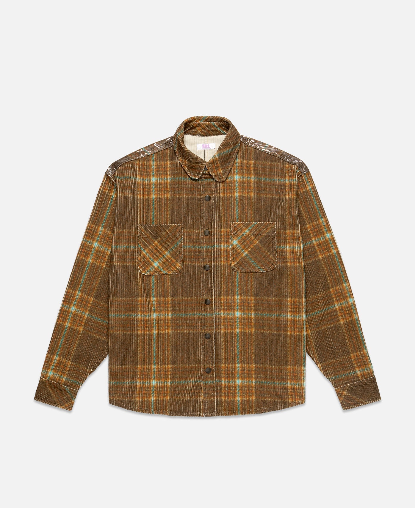 Unisex Corduroy Printed Overshirt (Brown)