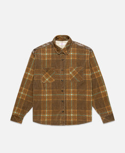 Unisex Corduroy Printed Overshirt (Brown)