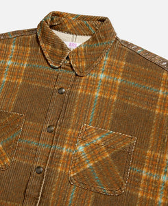 Unisex Corduroy Printed Overshirt (Brown)
