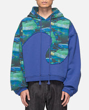 Unisex Printed Swirl Fleece Hoodie (Blue)