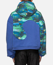 Unisex Printed Swirl Fleece Hoodie (Blue)