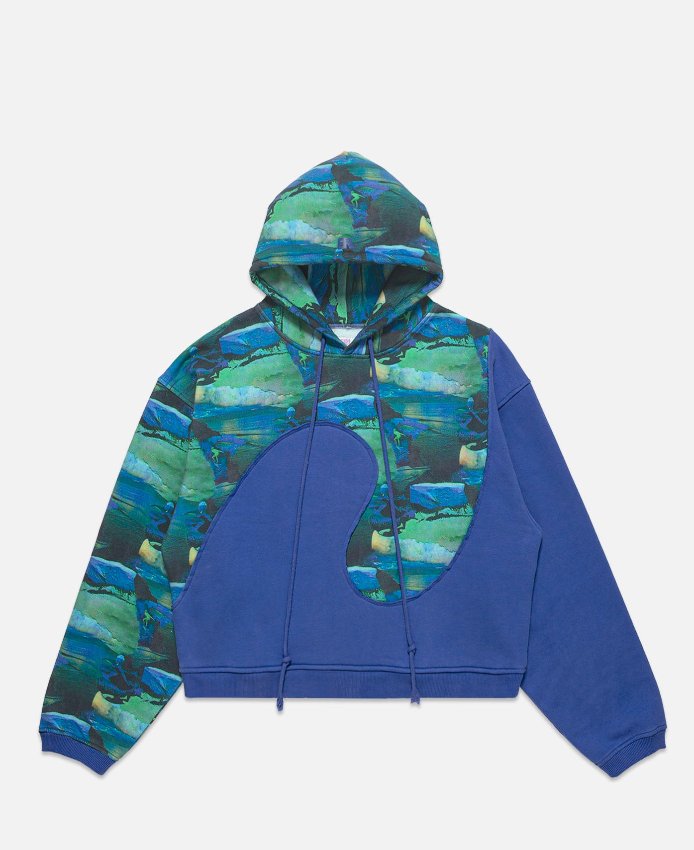 Unisex Printed Swirl Fleece Hoodie (Blue)