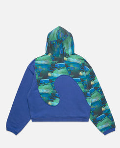 Unisex Printed Swirl Fleece Hoodie (Blue)
