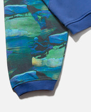 Unisex Printed Swirl Fleece Hoodie (Blue)
