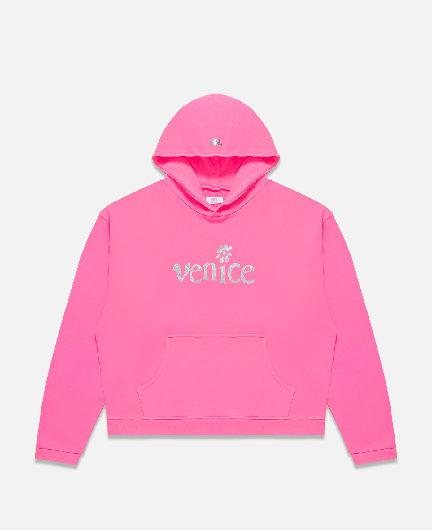 Unisex Silver Printed Venice Hoodie (Pink)