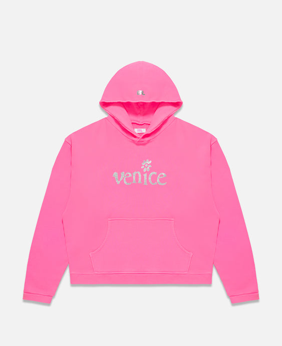 Unisex Silver Printed Venice Hoodie (Pink)