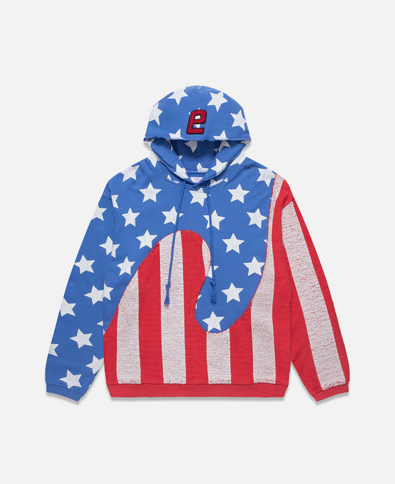 Unisex Stars And Stripes Swirl Hoodie (Blue)