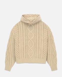 Cable Knit Hoodie (Beige)