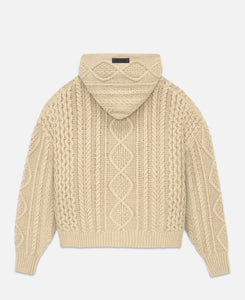 Cable Knit Hoodie (Beige)