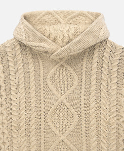 Cable Knit Hoodie (Beige)