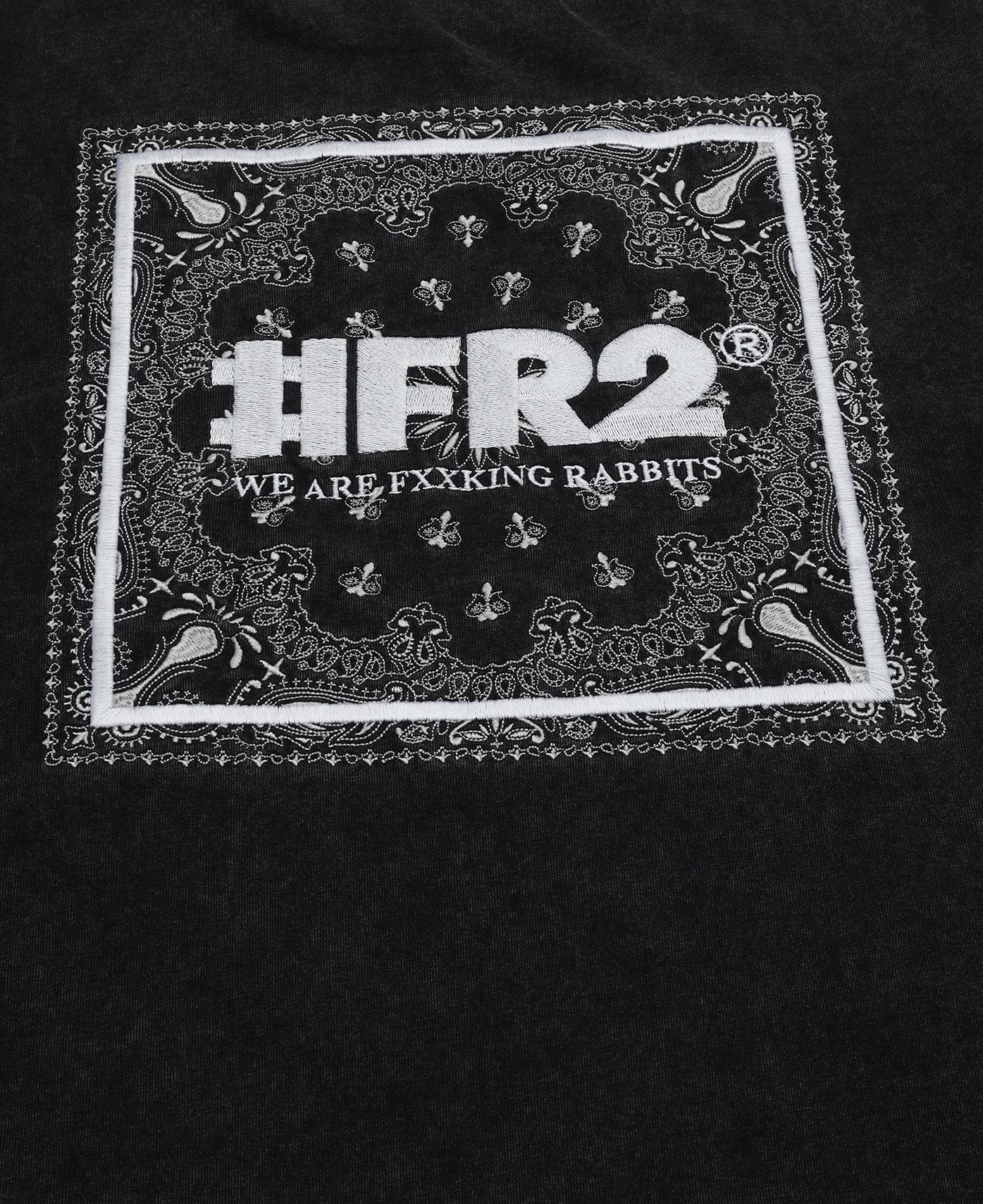 Acid Wash Embroidery Paisley T-Shirt (Black)
